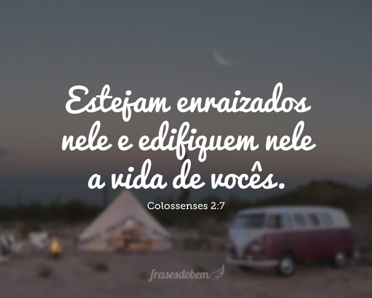 Estejam enraizados nele e edifiquem nele a vida de vocês. Colossenses 2:7