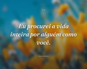 Eu procurei a vida inteira por alguém como você.