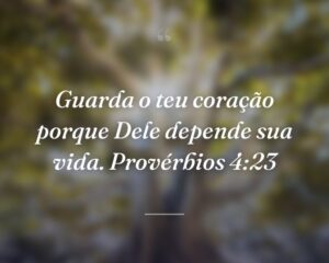 Guarda o teu coração porque Dele depende sua vida. Provérbios 4:23