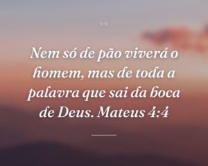 Nem só de pão viverá o homem, mas de toda a palavra que sai da boca de Deus. Mateus 4:4