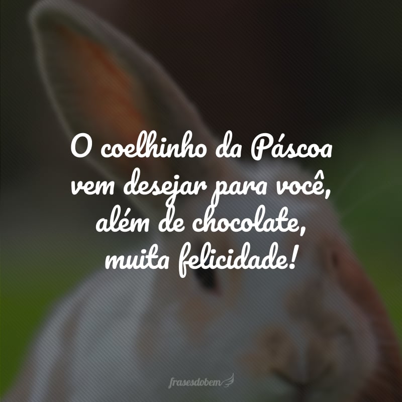 O coelhinho da Páscoa vem desejar para você, além de chocolate, muita felicidade!