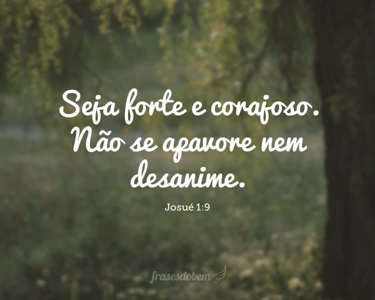 Seja forte e corajoso. Não se apavore nem desanime. Josué 1:9