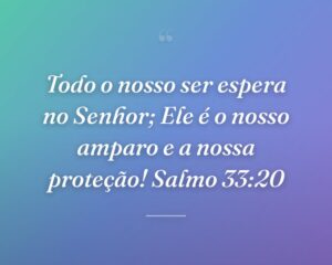 Todo o nosso ser espera no Senhor; Ele é o nosso amparo e a nossa proteção! Salmo 33:20