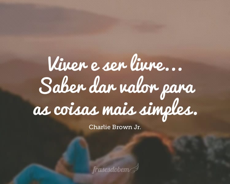 Viver e ser livre... Saber dar valor para as coisas mais simples.