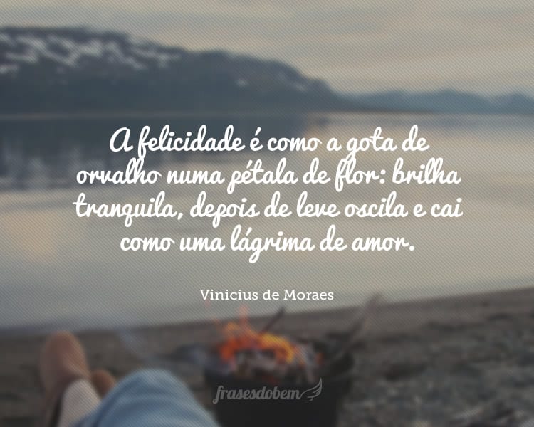 A felicidade é como a gota de orvalho numa pétala de flor: brilha tranquila, depois de leve oscila e cai como uma lágrima de amor.