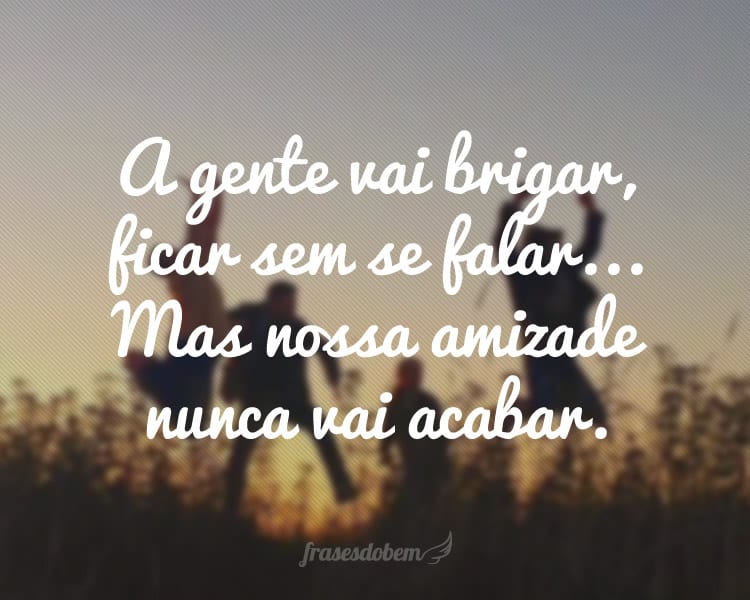 A gente vai brigar, ficar sem se falar... Mas nossa amizade nunca vai acabar.