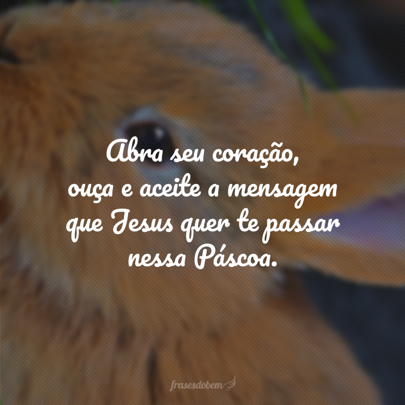 Abra seu coração, ouça e aceite a mensagem que Jesus quer te passar nessa Páscoa.