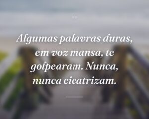 Algumas palavras duras, em voz mansa, te golpearam. Nunca, nunca cicatrizam.