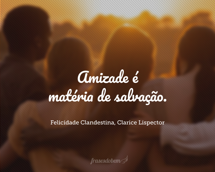 Queríamos tanto salvar o outro. Amizade é matéria de salvação.