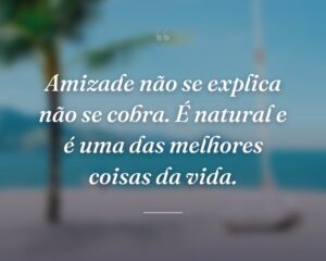 Amizade não se explica não se cobra. É natural e é uma das melhores coisas da vida.