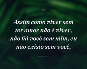 Assim como viver sem ter amor não é viver, não há você sem mim, eu não existo sem você.