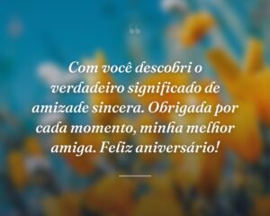 Com você descobri o verdadeiro significado de amizade sincera. Obrigada por cada momento, minha melhor amiga. Feliz aniversário!