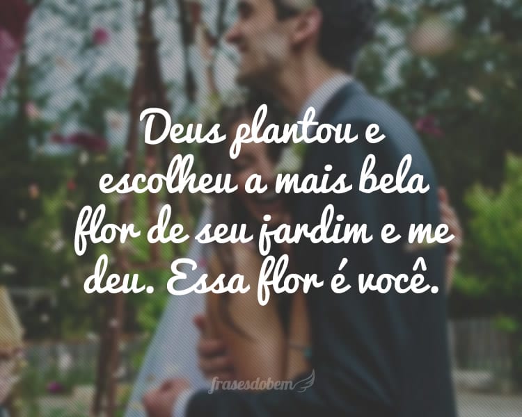 Deus plantou e escolheu a mais bela flor de seu jardim e me deu. Essa flor é você.