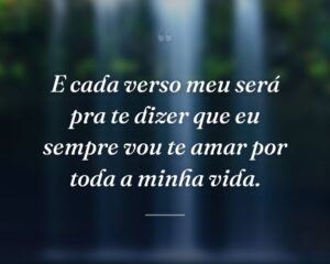 E cada verso meu será pra te dizer que eu sempre vou te amar por toda a minha vida.