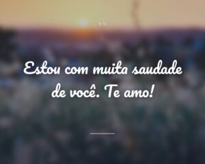 Estou com muita saudade de você. Te amo!