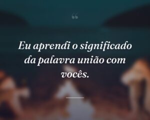 Eu aprendi o significado da palavra união com vocês.