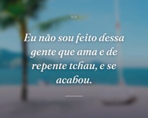 Eu não sou feito dessa gente que ama e de repente tchau, e se acabou.