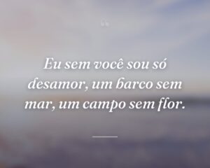 Eu sem você sou só desamor, um barco sem mar, um campo sem flor.