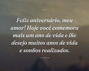 Feliz aniversário, meu amor! Hoje você comemora mais um ano de vida e lhe desejo muitos anos de vida e sonhos realizados.