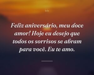 Feliz aniversário, meu doce amor! Hoje eu desejo que todos os sorrisos se abram para você. Eu te amo.