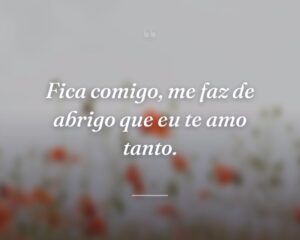 Fica comigo, me faz de abrigo que eu te amo tanto.