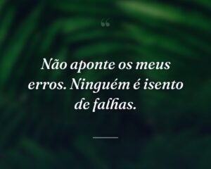 Não aponte os meus erros. Ninguém é isento de falhas.