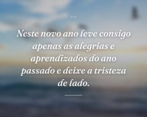 Neste novo ano leve consigo apenas as alegrias e aprendizados do ano passado e deixe a tristeza de lado.