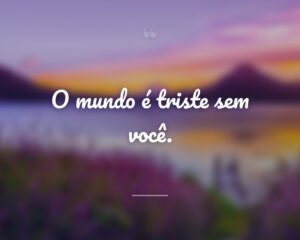 O mundo é triste sem você.