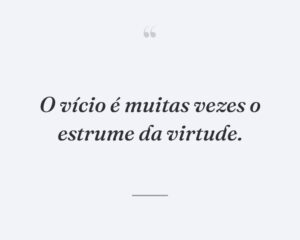 O vício é muitas vezes o estrume da virtude.