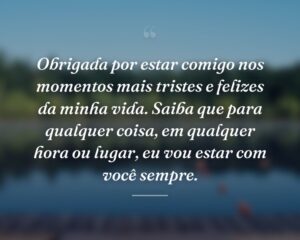 Obrigada por estar comigo nos momentos mais tristes e felizes da minha vida. Saiba que para qualquer coisa, em qualquer hora ou lugar, eu vou estar com você sempre.