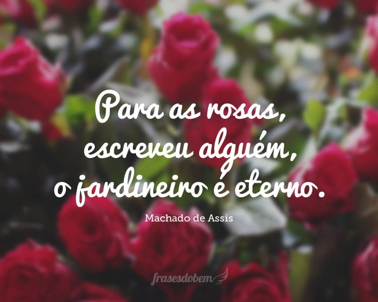 Para as rosas, escreveu alguém, o jardineiro é eterno.