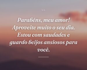 Parabéns, meu amor! Aproveite muito o seu dia. Estou com saudades e guardo beijos ansiosos para você.