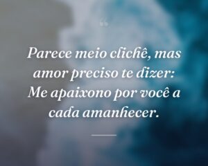 Parece meio clichê, mas amor preciso te dizer: Me apaixono por você a cada amanhecer.