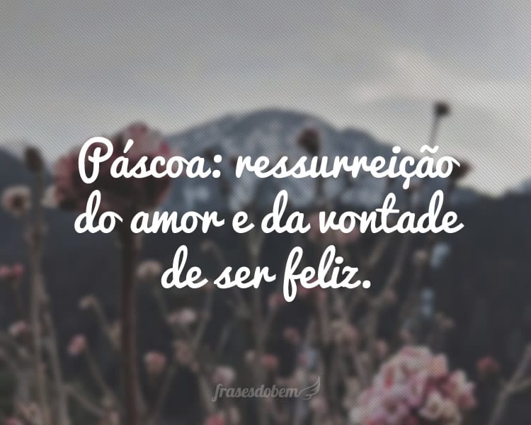 Páscoa: ressurreição do amor e da vontade de ser feliz.