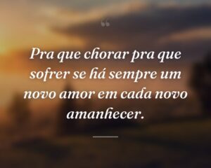 Pra que chorar pra que sofrer se há sempre um novo amor em cada novo amanhecer.