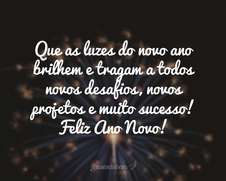 Que as luzes do novo ano brilhem e tragam a todos novos desafios, novos projetos e muito sucesso! Feliz Ano Novo!