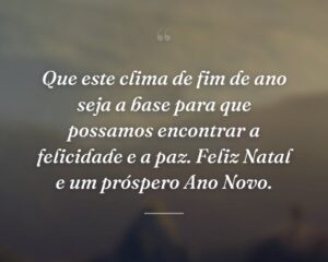 Que este clima de fim de ano seja a base para que possamos encontrar a felicidade e a paz. Feliz Natal e um próspero Ano Novo.