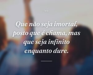 Que não seja imortal, posto que é chama, mas que seja infinito enquanto dure.
