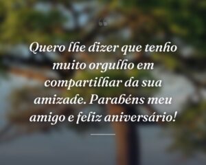 Quero lhe dizer que tenho muito orgulho em compartilhar da sua amizade. Parabéns meu amigo e feliz aniversário!