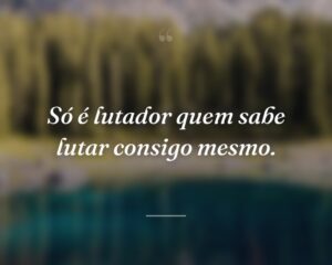 Só é lutador quem sabe lutar consigo mesmo.