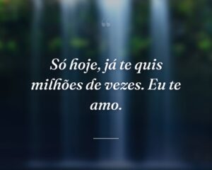 Só hoje, já te quis milhões de vezes. Eu te amo.