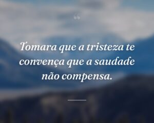 Tomara que a tristeza te convença que a saudade não compensa.