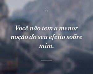 Você não tem a menor noção do seu efeito sobre mim.