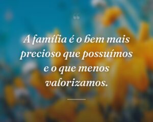 A família é o bem mais precioso que possuímos e o que menos valorizamos.