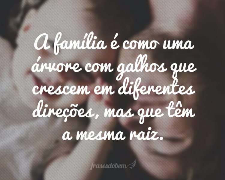 A família é como uma árvore com galhos que crescem em diferentes direções, mas que têm a mesma raiz.