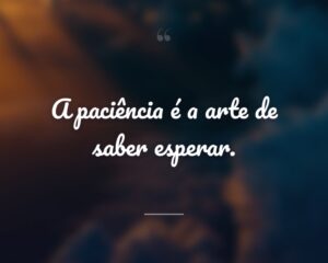 A paciência é a arte de saber esperar.