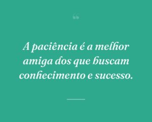 A paciência é a melhor amiga dos que buscam conhecimento e sucesso.
