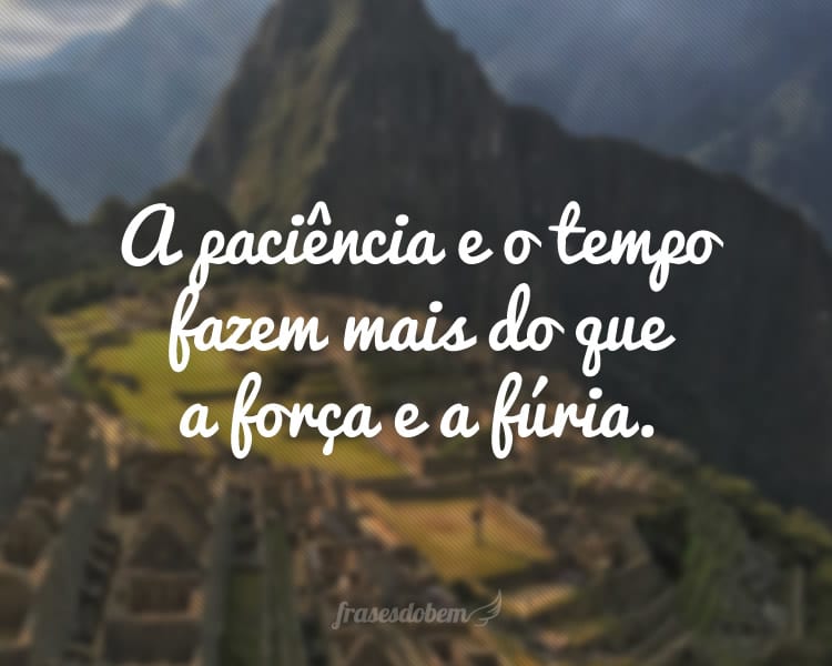 A paciência e o tempo fazem mais do que a força e a fúria.