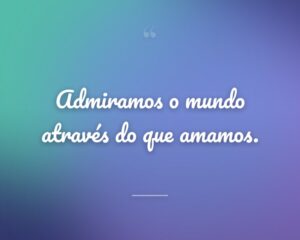 Admiramos o mundo através do que amamos.