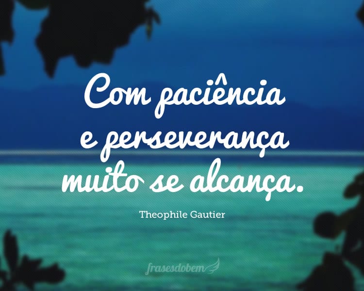 Com paciência e perseverança muito se alcança.